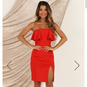 Showpo Red Strapless Dress